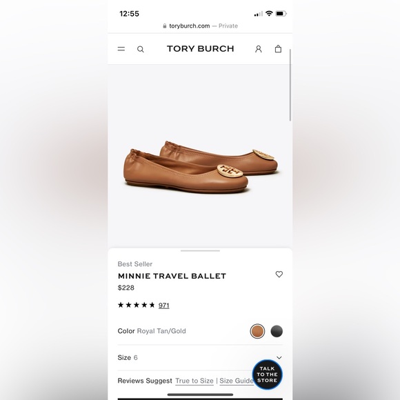 Tory Burch Minnie Travel Ballet Flats with Metal Logo - WITH BOX AND DUST BAG - Picture 3 of 10